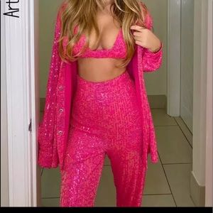 PINK SEQUIN 3 piece outfit
